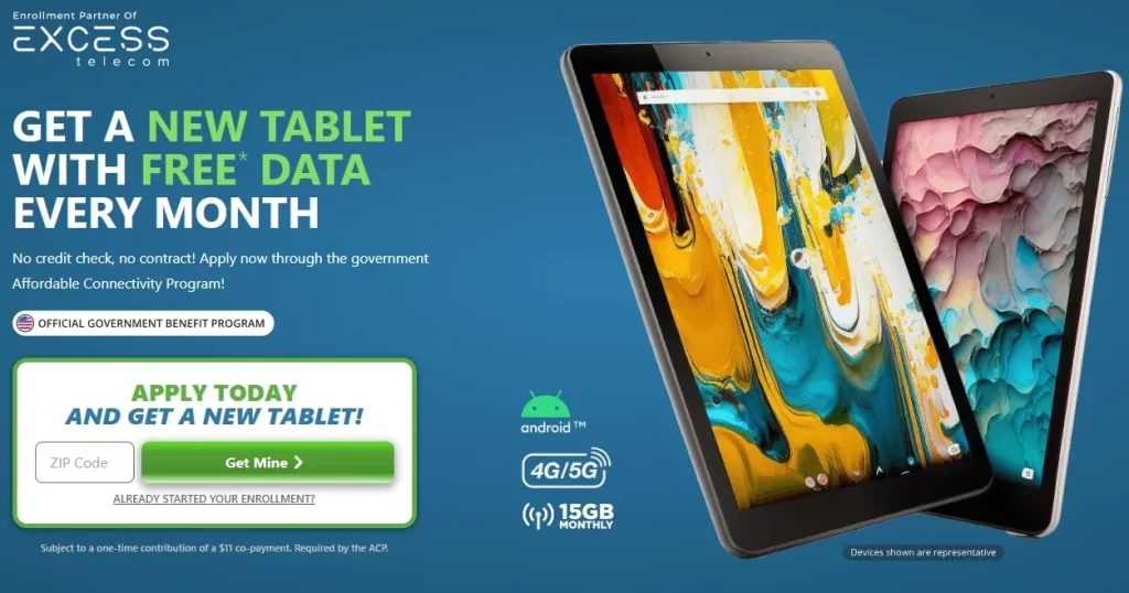 Enrollment Partner of Excess Telecom to Free Tablet with Free Data